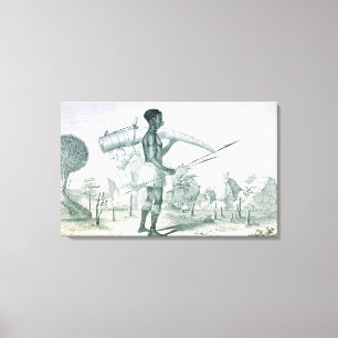 Native carrying a decorated ivory elephant tusk, f canvas print