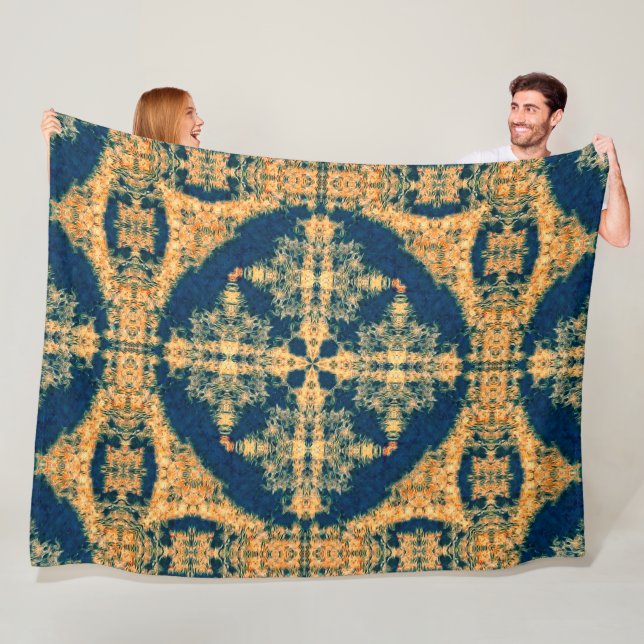 Native Cheyenne Buffalo Sacred Medicine Wheel Art Fleece Blanket (In Situ)