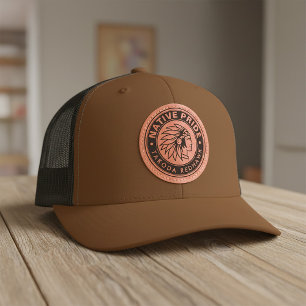 Native Chief Logo Native Pride Personalized Name Leather Patch Hat