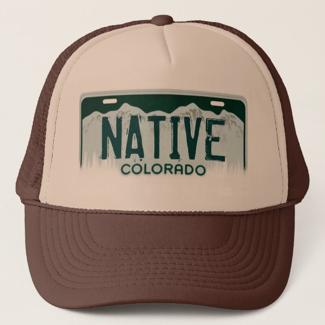 Native Colorado license plate souvenir hat (Front)