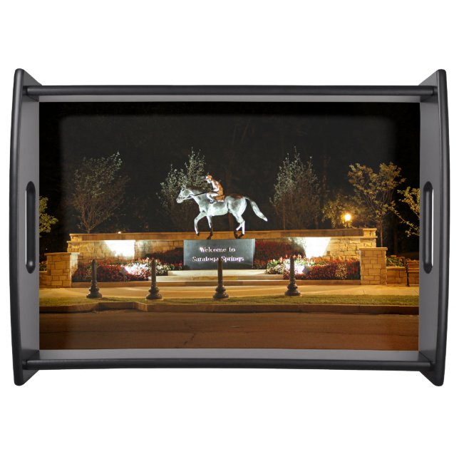Native Dancer Horse Statue Saratoga Serving Tray (Front)
