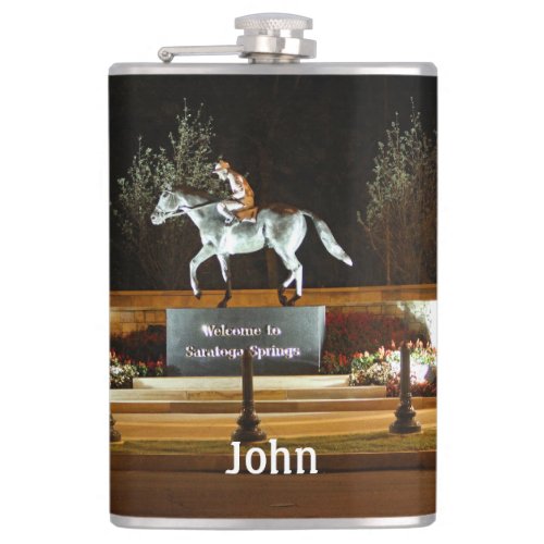 Native Dancer Horse Statue Saratoga Vinyl Flask