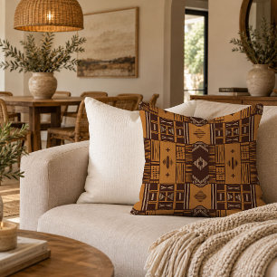 Native Earth Tone African Pattern Decorative Pillo Throw Pillow