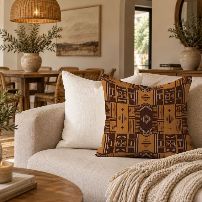 Native Earth Tone African Pattern Decorative Pillo Throw Pillow (Creator Uploaded)