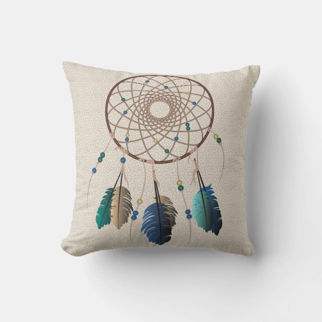 Native Earthy Hues Dream Catcher Throw Pillow (Front)