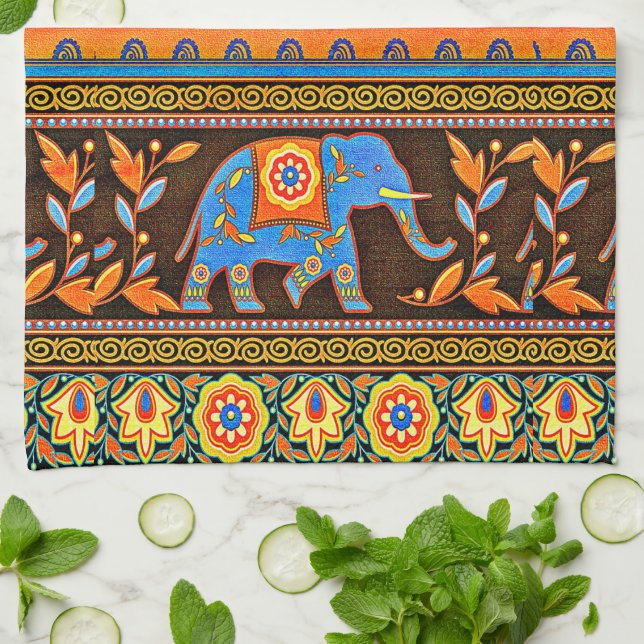Native elephant kitchen towel (Folded)