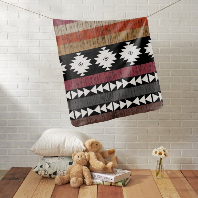 Native Ethnic Colorful Lines Pattern  Baby Blanket (In Situ)