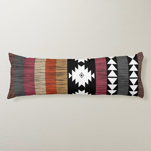 Native Ethnic Colorful Lines Pattern  Body Pillow (Front)