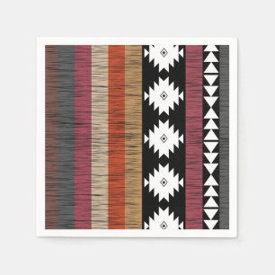Native Ethnic Colorful Lines Pattern Napkins