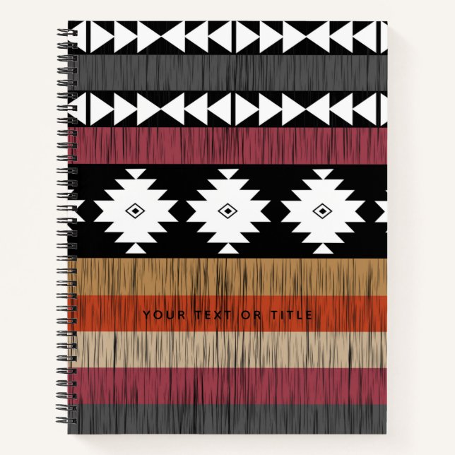 Native Ethnic Colorful Lines Pattern  Notebook (Front)