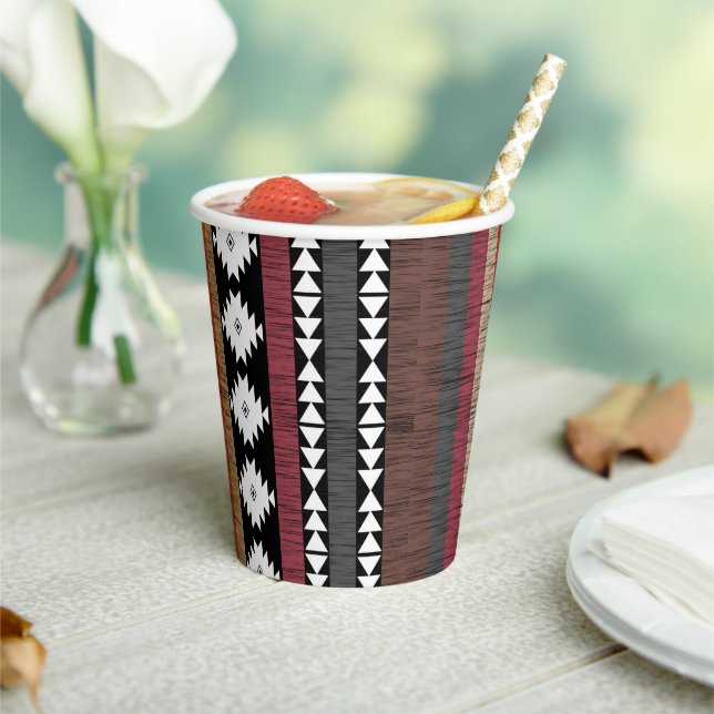 Native Ethnic Colorful Lines Pattern  Paper Cups (Insitu)