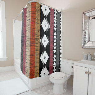 Native Ethnic Colorful Lines Pattern Shower Curtain