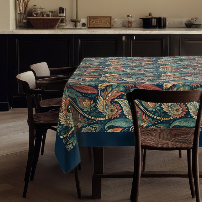 Native Ethnic Tribal Feathers pastel blue copper   Tablecloth (Native Ethnic Tribal Feathers pastel blue copper Tablecloth)