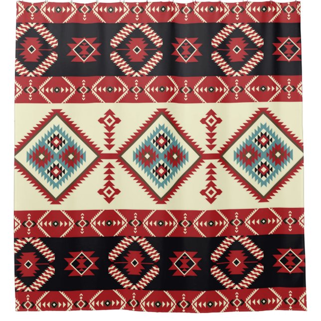 Native fabric. Geometric design kilim. Ethnic trib Shower Curtain (Front)