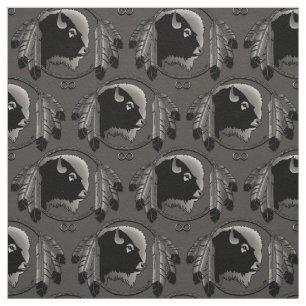 Native Fabric Tribal Wildlife Art Fabric Buffalo