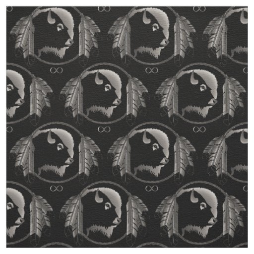 Native Fabric Tribal Wildlife Art Fabric Buffalo