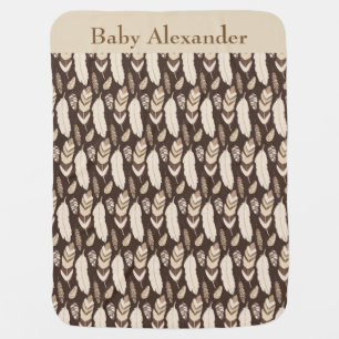 Native Feathers Brown Baby Blanket