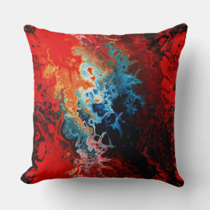 Native Fire Fractal Throw Pillow