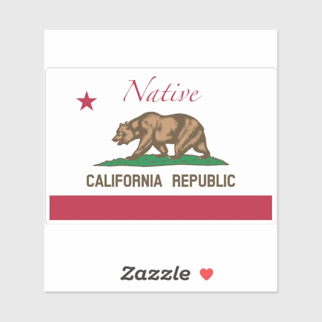 Native Flag of California Sticker (Sheet)