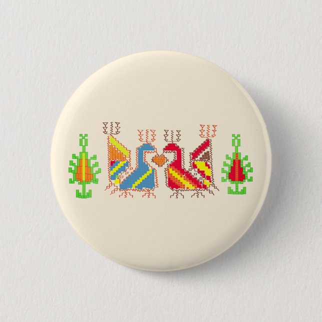 Native Geometric Pattern Round Badge Button (Front)