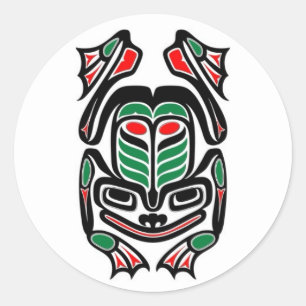 Native Haida Art Frog - black on white Classic Round Sticker