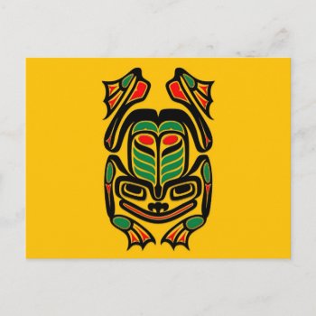Native Haida Art Frog - Black On Yellow Postcard by JeffBartels at Zazzle