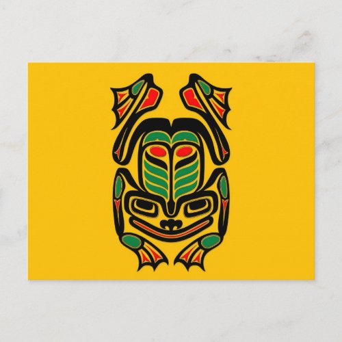 Native Haida Art Frog _ black on yellow Postcard