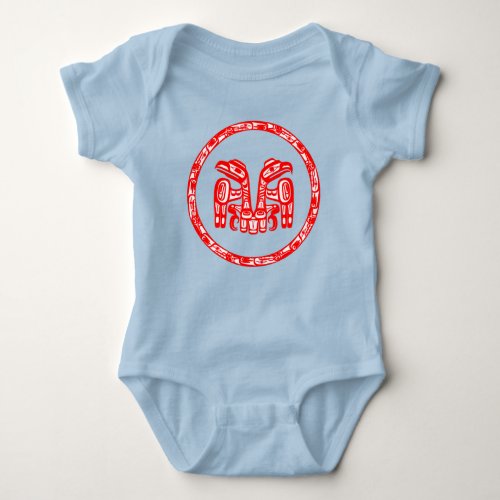 Native Haida Pacific Northwest Double Red Eagle Baby Bodysuit