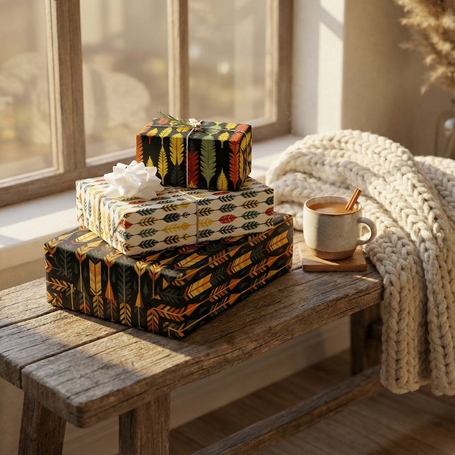 Native Harvest Corn Geometric Pattern Design Wrapping Paper Sheets (Creator Uploaded)