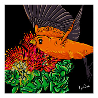 Native hawaiian bird art poster