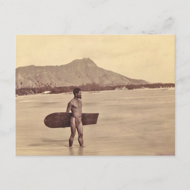 Native Hawaiian Surfer, c. 1890 Postcard (Front)