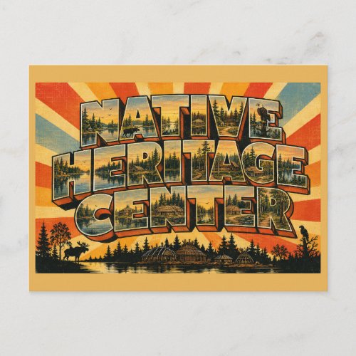 Native Heritage Center Alaska Woodland Lake Art Postcard