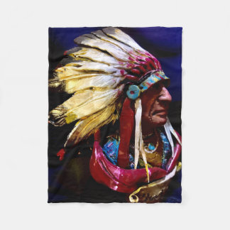 Native " Hunkpapa Chief" original art Fleece Blanket