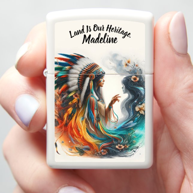 Native Indian Artistic Flair Tribal  Zippo Lighter (In Hand)