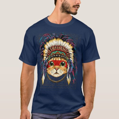 Native Indian Cat Native American Indian Cat T_Shirt