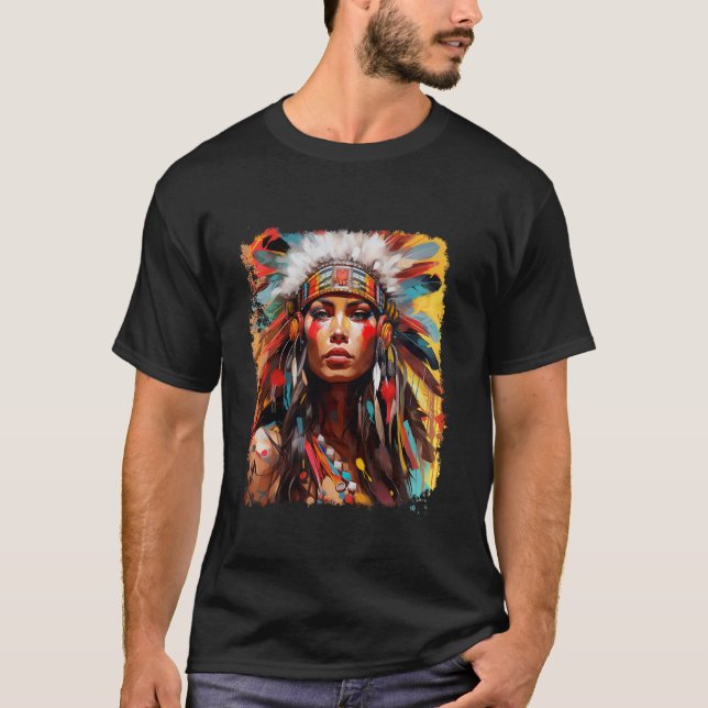 Native Indian Female T Shirt (Front)