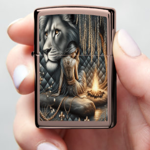 Native Indian Majesty in Fierce Protection Zippo Lighter