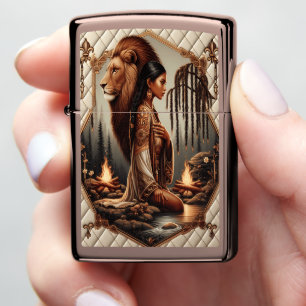 Native Indian Majesty in Golden Serenity Zippo Lighter