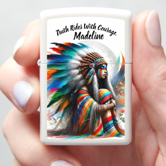 Native Indian Traditional Cultural Designs Zippo Lighter (In Hand)