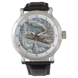 Native Indian train art in tranquil scene Watch
