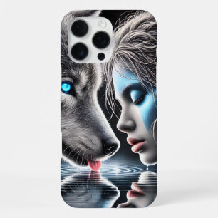 Native Indian Warrior and Moonlit Wolf iPhone 16 Pro Max Case