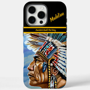 Native Indian Warrior Gazes iPhone 16 Pro Max Case