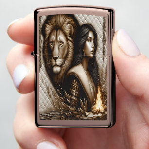 Native Indian Warrior in Golden Light Zippo Lighter