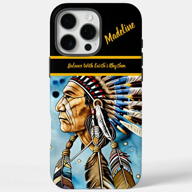 Native Indian Warrior: Tribal Patterns Case-Mate iPhone Case (Back)