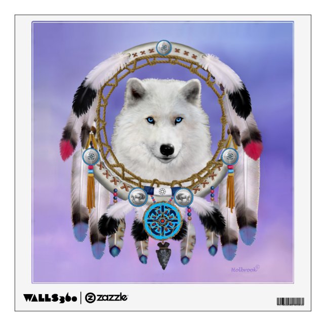 Native Indian Wolf Spirit Wall Sticker (Front)