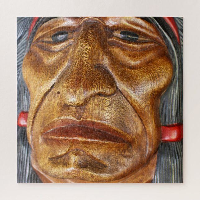 Native Indian Wood Carving Jigsaw Puzzle (Vertical)