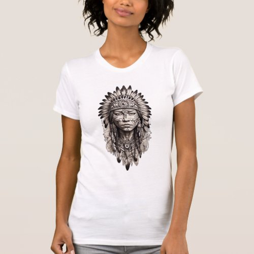 Native Ink Embrace Tradition in Linework Style T_Shirt