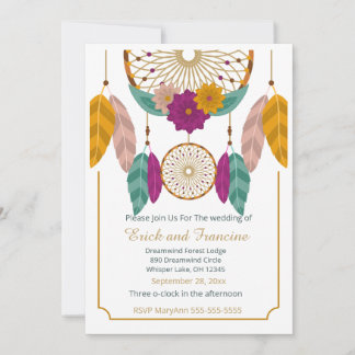 Native Inspired Dreamcatcher Wedding Invitation