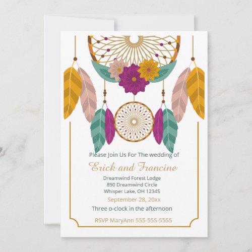 Native Inspired Dreamcatcher Wedding Invitation
