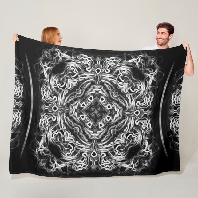 Native Lightning Dragon Tribal Mandala Quilt Fleece Blanket (In Situ)